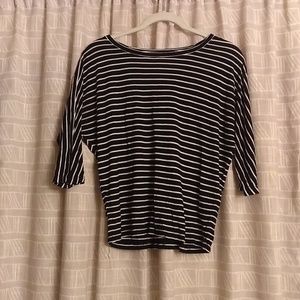 LOFT black/white striped 3/4 sleeve dolman shirt